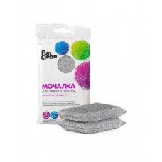Мочалка Fun Clean для эмали и тефлона с поролоном, фольгированная оплетка бронзовая 2шт (Акцент)